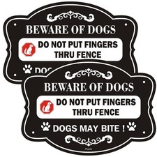 2 Pack Beware of Dog Signs for Fences - Rust-Free, Weatherproof, Easy Install