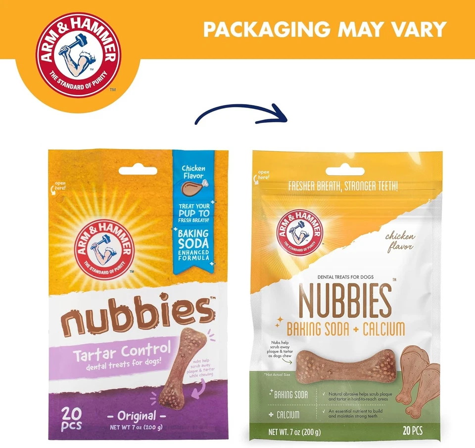 Brazo y martillo para mascotas nubbies golosinas dentales para perros con bicarbonato de sodio y calcio, Foto 3 de 4