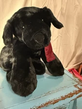 Soft Black Lab Pup Plush- Ginger 9” Soft Black Fur 14” Long
