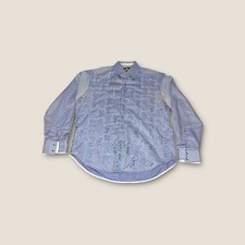 Vintage Y2K Robert Graham Shirt Mens Embroidered Shirt Blue Patterned LARGE