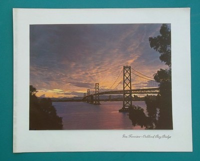 SAN FRANCISCO-OAKLAND Suspended Bridge -1942 COLOR Print by Standard Oil
