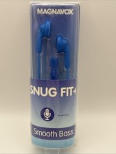 Magnavox Snug Fit  In Ear Headphones w/ Handsfree Mic  Music Control - Blue