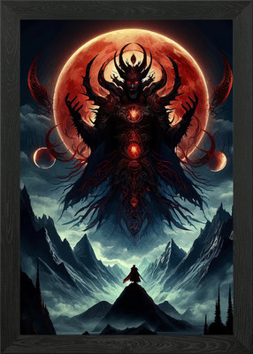 Fantasy Krieger konfrontiert dämonisch E gerahmtes Wandbild Poster Leinwanddruck Bild