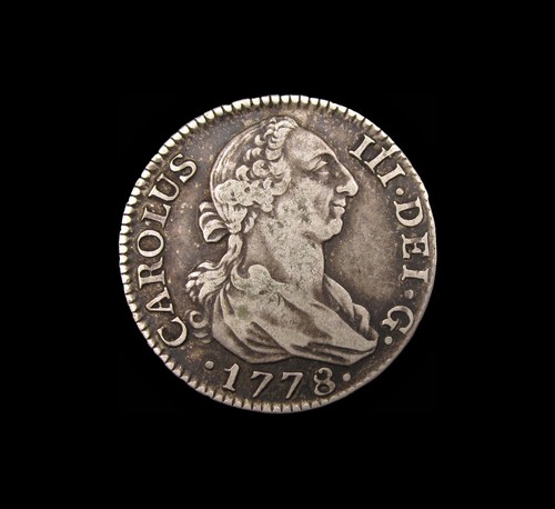 KÖNIGREICH SPANIEN KOLONIAL 1778 CHARLES III SILBER 2 REALES MÜNZE - PJ MADRID MINT