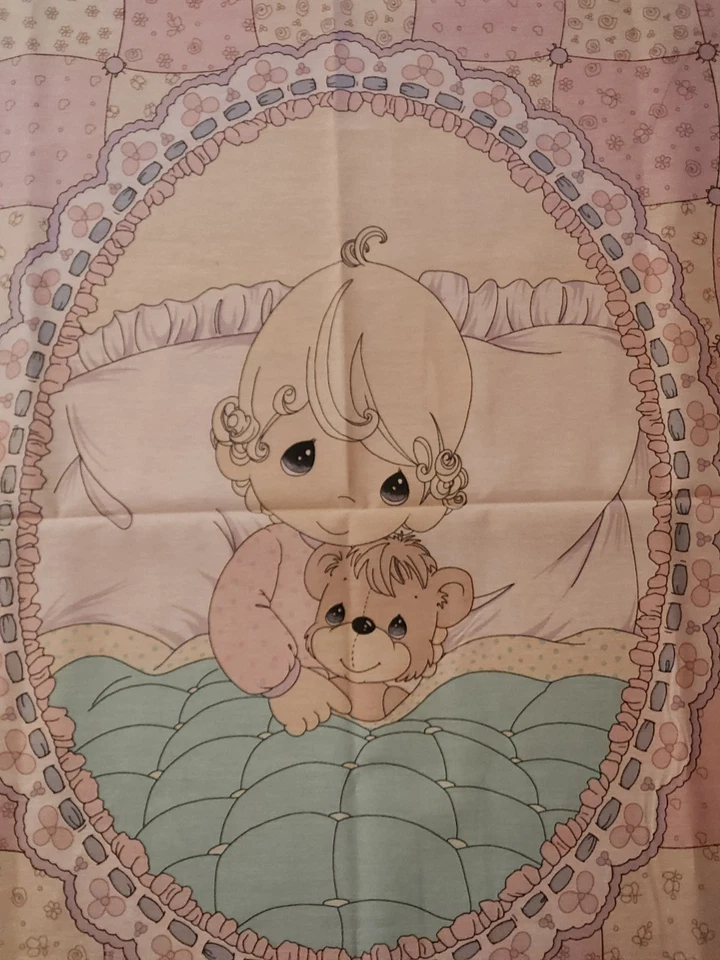 34-1/2" x 45" Amarillo Precious Moments Cuna Edredón Top Colgante Pared 100% Algodón Foto 2 de 3