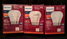 12 Philips A19 -4 60W Soft White,8-40W LED Bulbs New And Tested Before Shipping