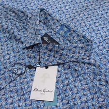 Robert Graham NWT Wade Casual Button Down Shirt Size XL Tailored Fit in Blue