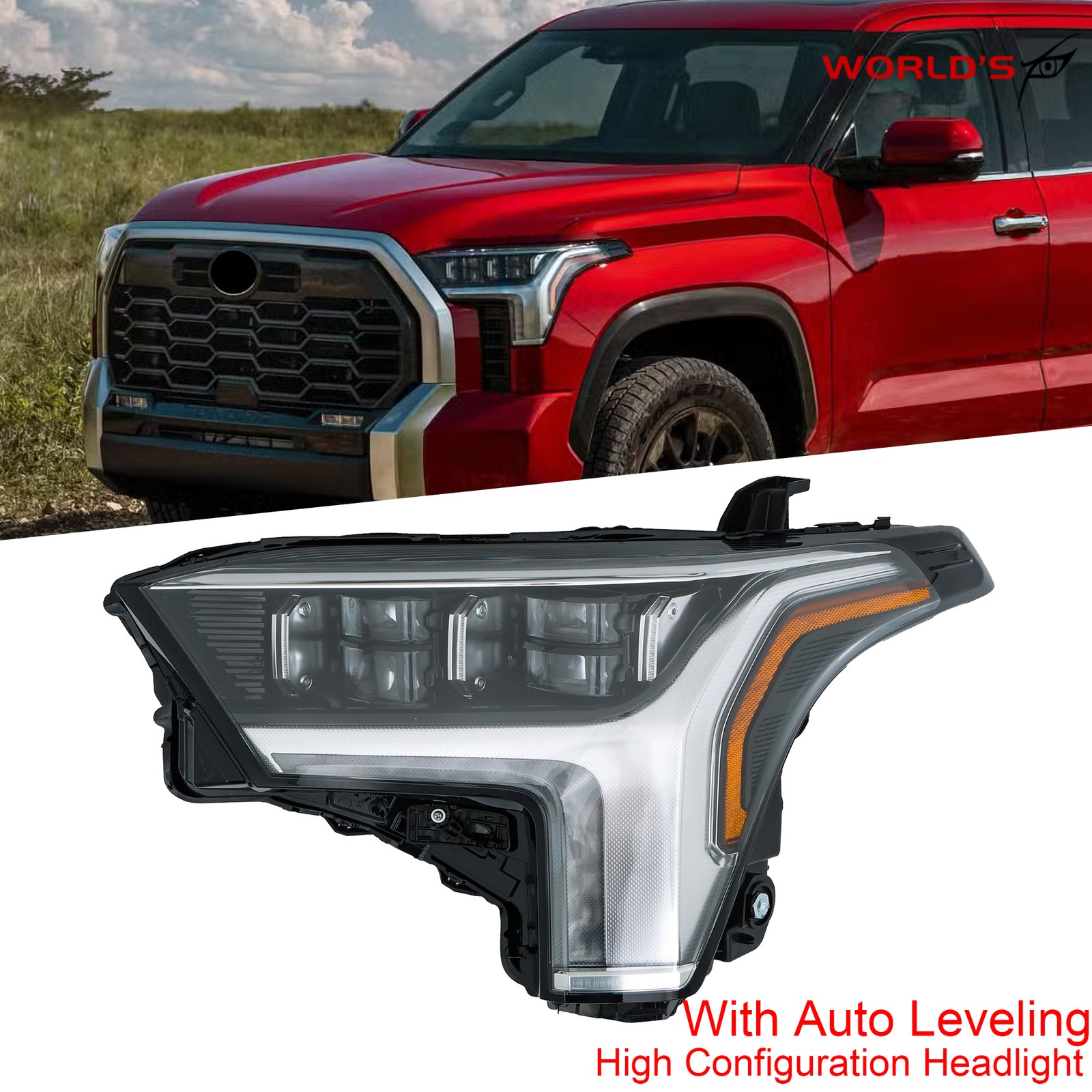 Full LED Headlight Assembly For Toyota Tundra 2022-23 w/ Auto Leveling Left Side