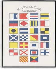 The Stupell Home Décor Collection Nautical Flag Alphabet Black Framed Wall Art, 
