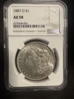 1887-O NGC AU58 Morgan Silver Dollar