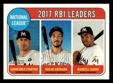 2018  Topps Heritage #4 Nolan Arenado Giancarlo Stanton Marcell Ozuna