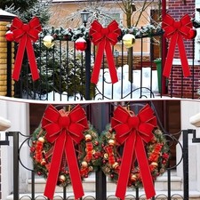 Christmas Bows Red Outdoor Large Tree Top Decor Wreath Front Door Home