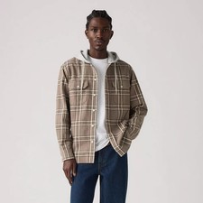 Levi's Men's Worker Standard Fit Long Sleeve Hooded Button-Down Shirt - Claude