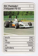 Ace Trump Racing car. Formula 1 Fittipaldi FD 02