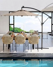 10FT Cantilever Patio Umbrella with Cross Base, 360-degree Rotation Outdoor