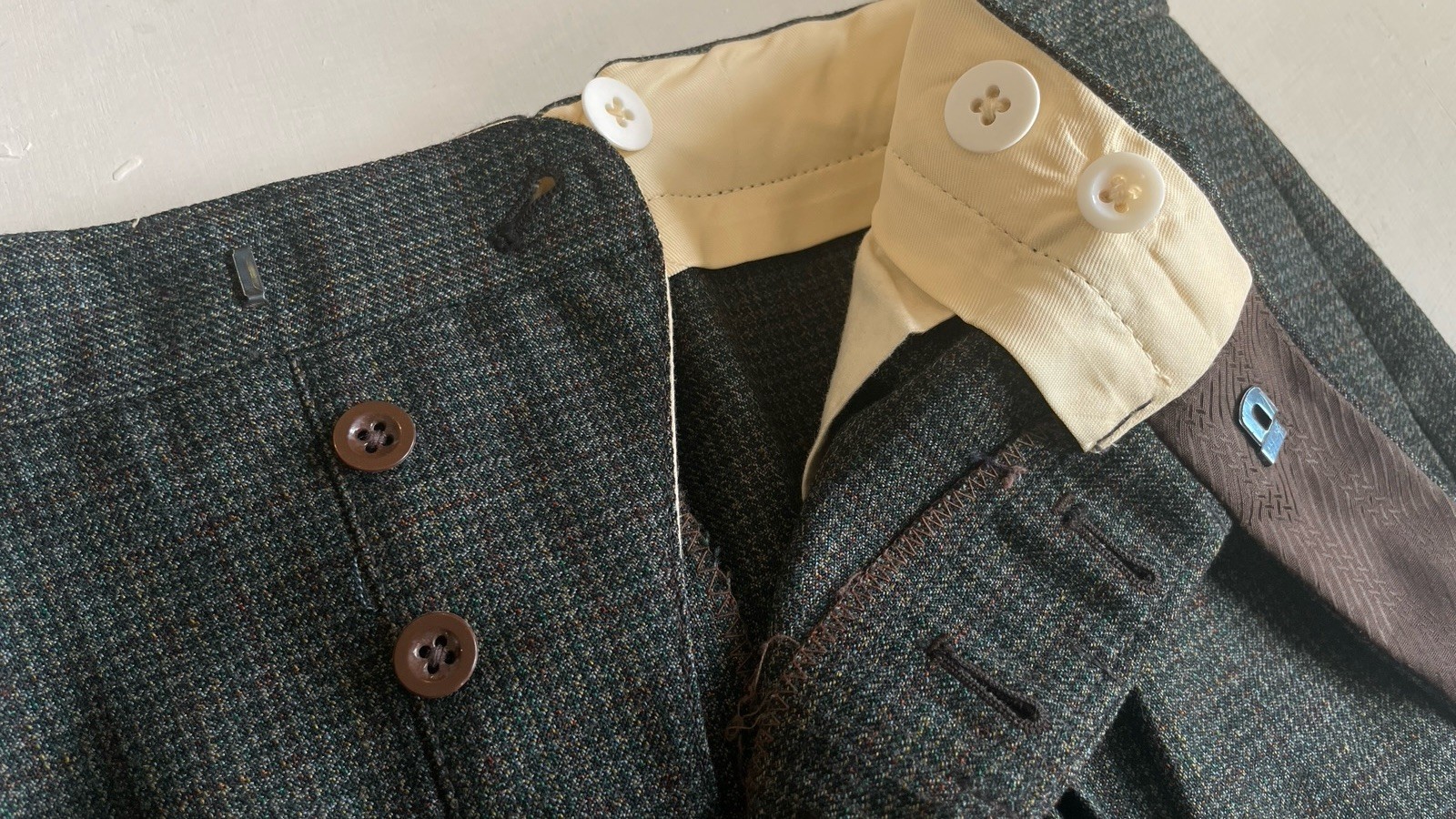 Vtg 1950s Mens Bespoke Burton Checked Tweed Flannel Suit Jacket Trousers image 10