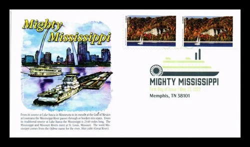 US COVER MIGHTY MISSISSIPPI IN ILLINOIS IMPERFORATE FDC COMBO PANDA CACHET