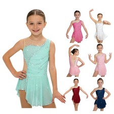 Girls Ballroom Competitions Skirted Fitness Dancewear Costume Dress Ballet Jazz