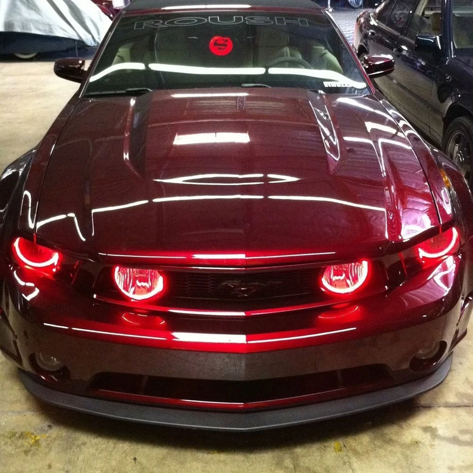 LED Fog Lights Halo Ring Lights Red For 2005-2009 Ford Mustang GT Foto 4 de 4