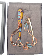 Antique Northern Plains Sioux Native American Indian Beaded Awl Case w/ Needle