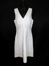 J Crew Size 6 NWT White Chevron Pleated Dress Sleeveless Knee Cotton Summer sm