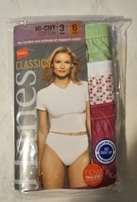 Hanes Classics Women's Panties 3 Pack No Ride Up High Cut Cotton Underwear Sz. 6