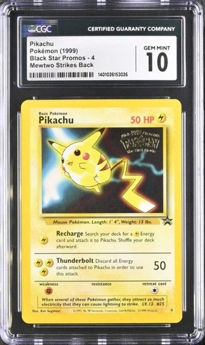 CGC 10 GEM MINT Pikachu # 4 WOTC Black Star PROMO WB Stamped