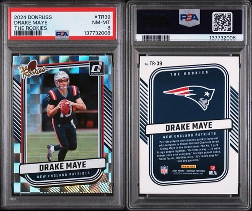 2024 DONRUSS THE ROOKIES DRAKE MAYE RC # TR39 PSA 8 NM-MT NEW ENGLAND PATRIOTS