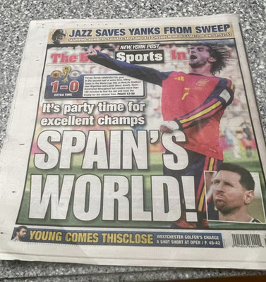 New York Post Newspaper July 20, 2026 FIFA World Cup Spain Championship Soccer