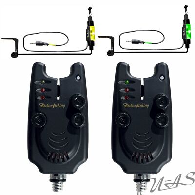 Spar Set 2x Delta Fishing Bissanzeiger Ton Vol. Sens. Nachtl. Klinke & 2 Swinger