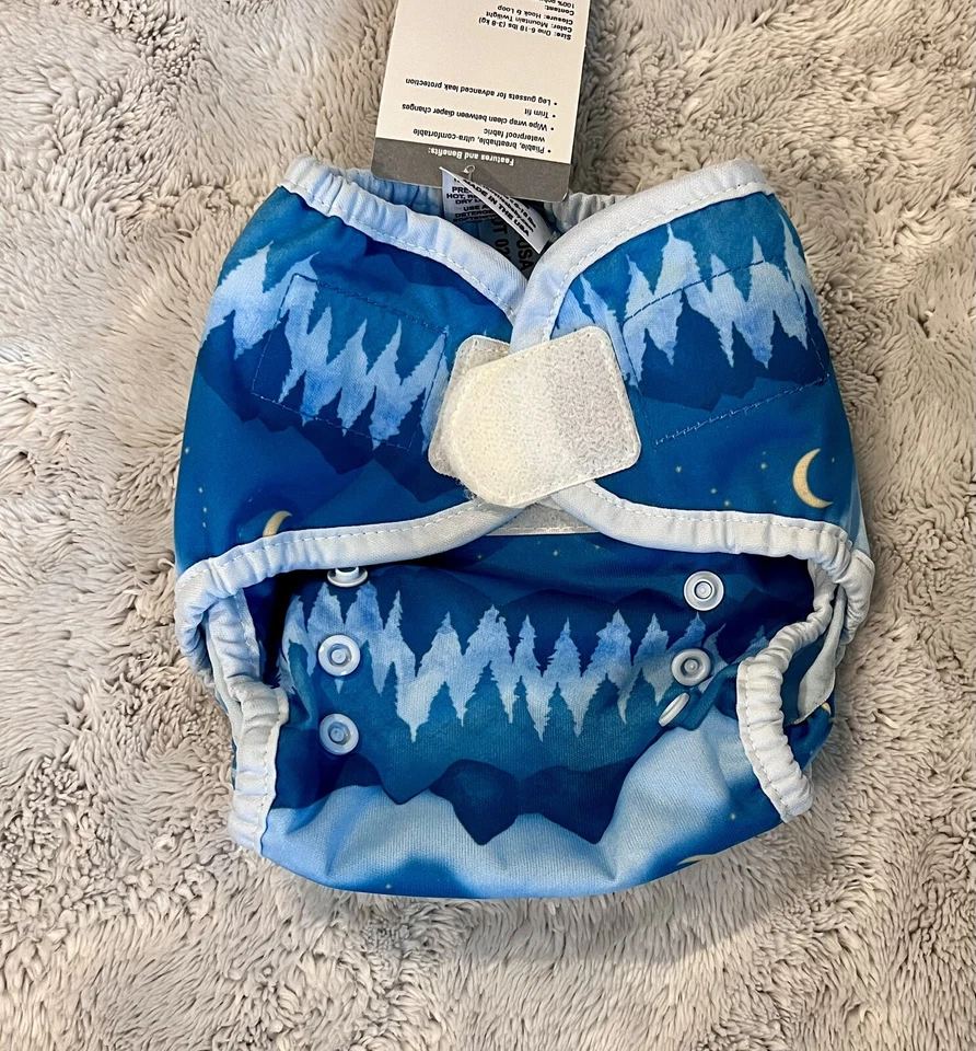 Thirsties Duo Envoltura Talla Uno Nuevo con Etiquetas Cubierta de Pañal Gancho y Lazo Azul Montaña Foto 2 de 4