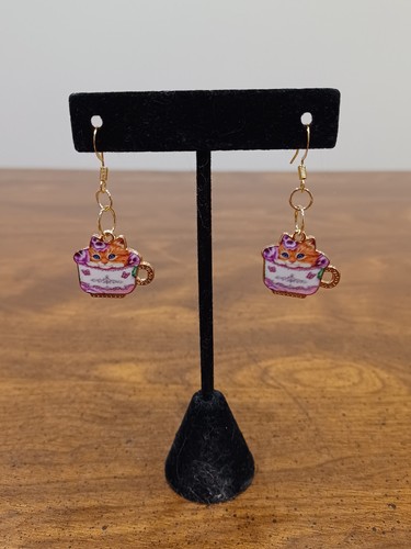 earrings - cat in a tea cup 3 - Picture 2 of 4