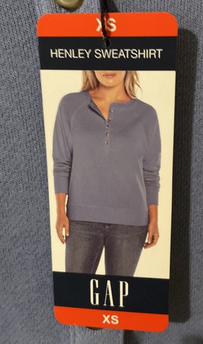 Gap Henley Sweatshirt English Manor (Blue) Women's XSMALL New - Picture 2 of 9