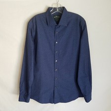 Rodd  Gunn Mens Blue Geometric Button Front L/S Shirt Sports Fit Size M Medium