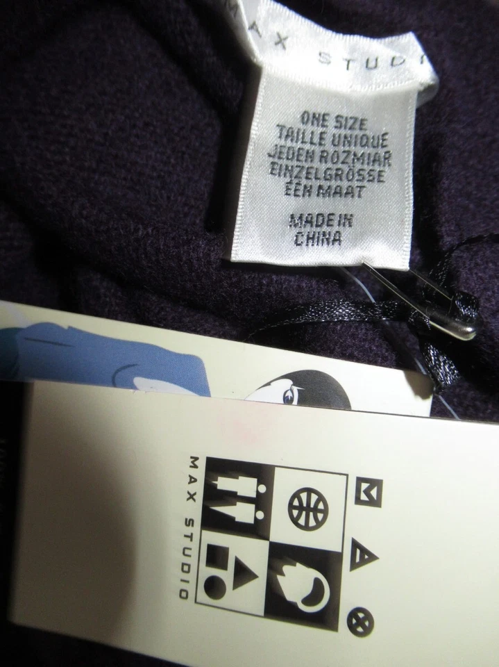 Max Studio 100% Cashmere Purple Knit Poncho 32" x 19" - Image 4 of 4