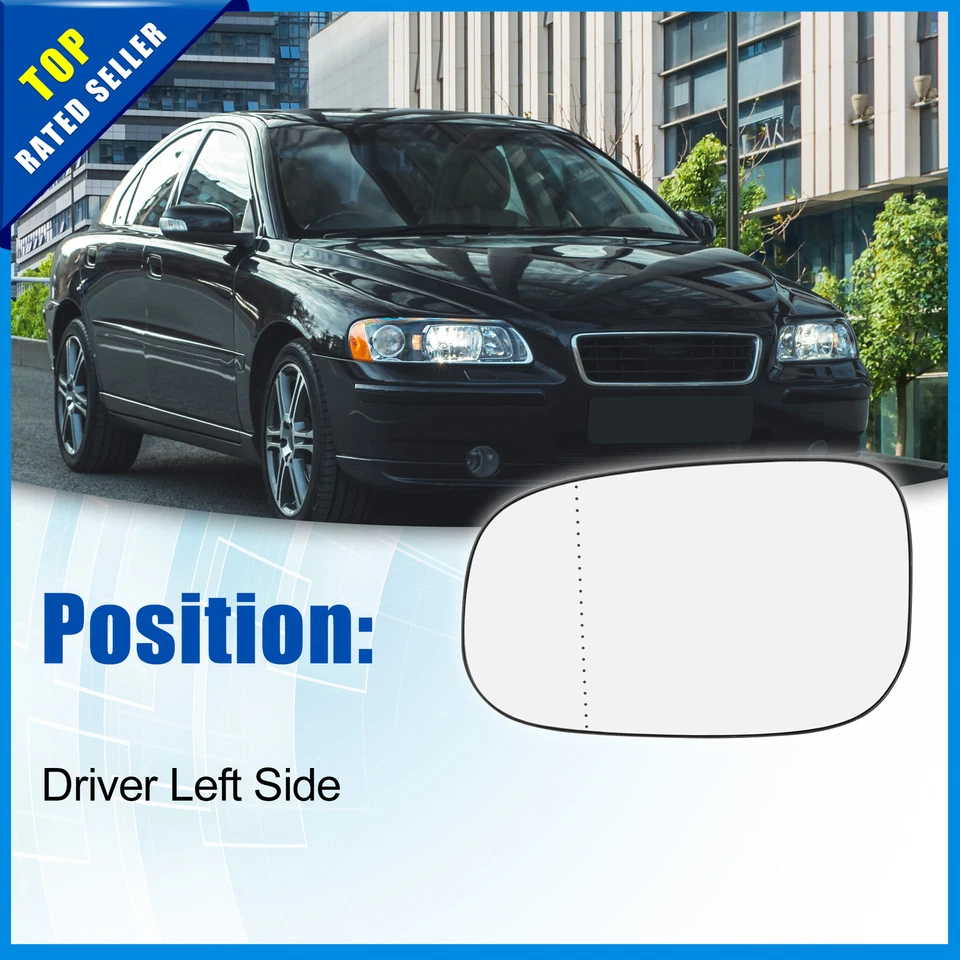 Espejo de vidrio térmico con placa de respaldo lado izquierdo LH para Volvo S60 2007-2009 Foto 2 de 4