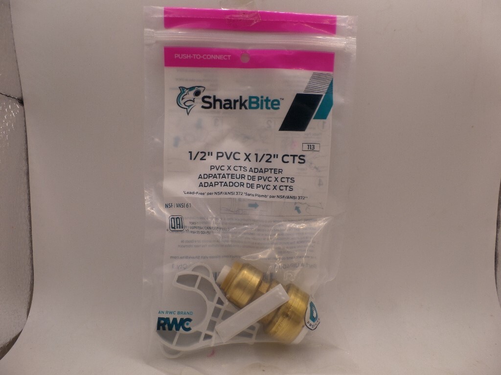 SHARKBITE UIP4008A 1/2" PTC PVC IPS X 1/2" CTS BRASS CONVERSION COUPLING FITTING