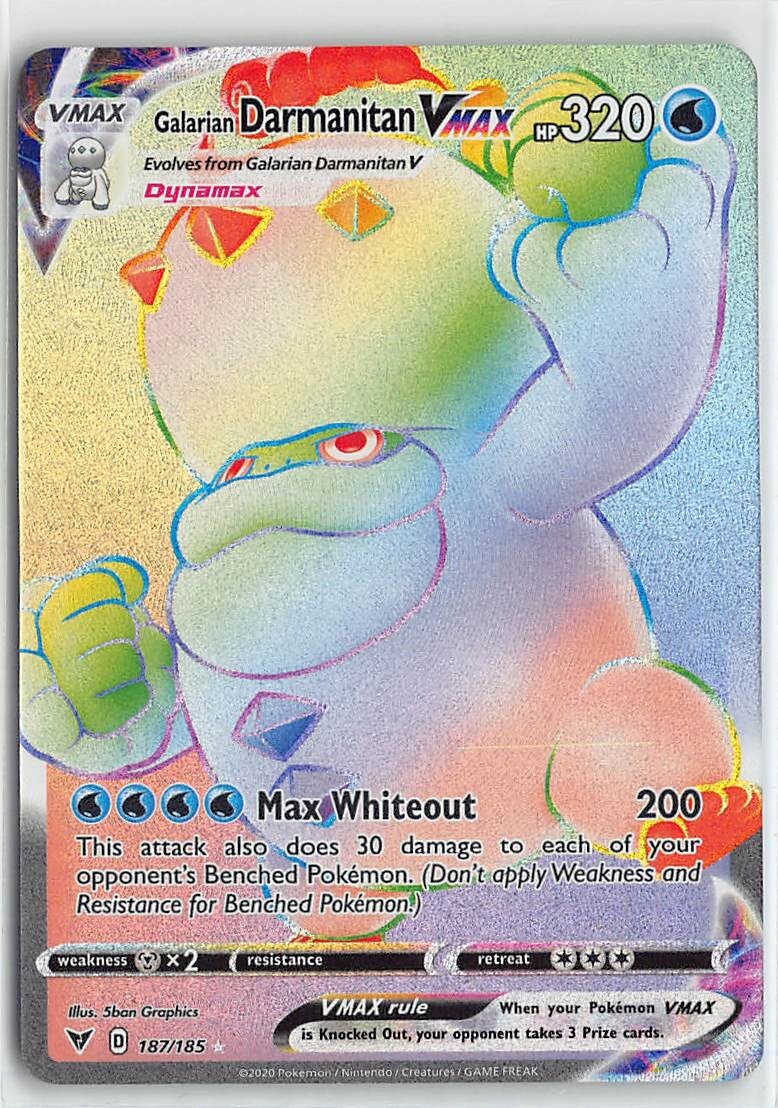 Pokemon Vivid Voltage Galarian Darmanitan VMAX Foil Secret Rare #187