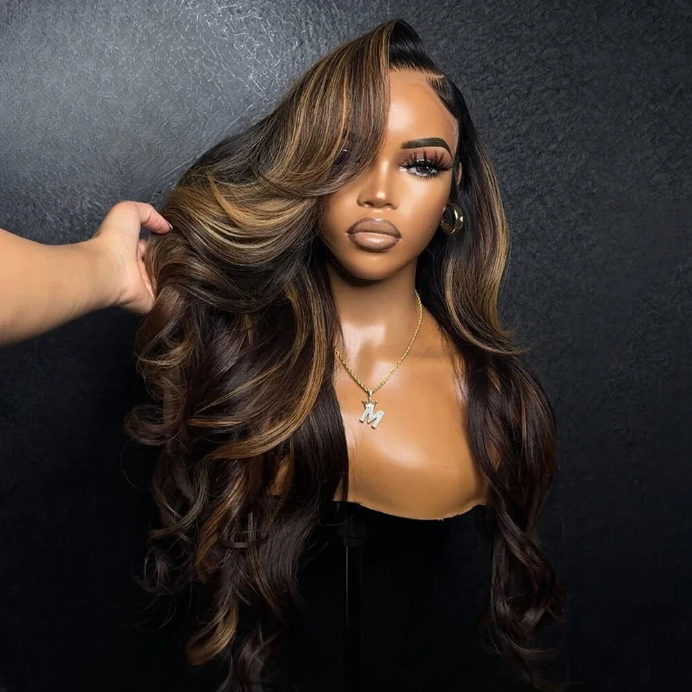 Body Wave Highlight Lace Front Wigs Synthetic Lace Frontal  display picture 2