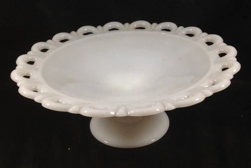 Vintage Anchor Hocking Old Colony Milk Glass Pedestal Bowl 11”