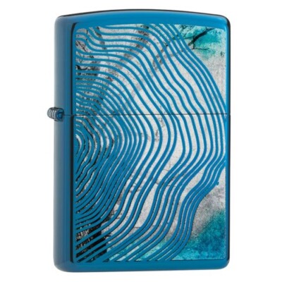Sweet Blue Woodgrain Tree Age Rings ZIPPO LIGHTER