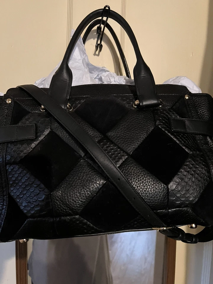 COACH Patchwork Pebble Leather Swagger Handbag Satchel Black 36004 - Image 3 of 4