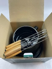 Preferred Stock Fondue Set - 2 Quart Black Burner and Skewers Included