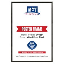 Snap Poster Picture Frame Aluminum Front Loading Wall Mounting 27x40 Inch Black