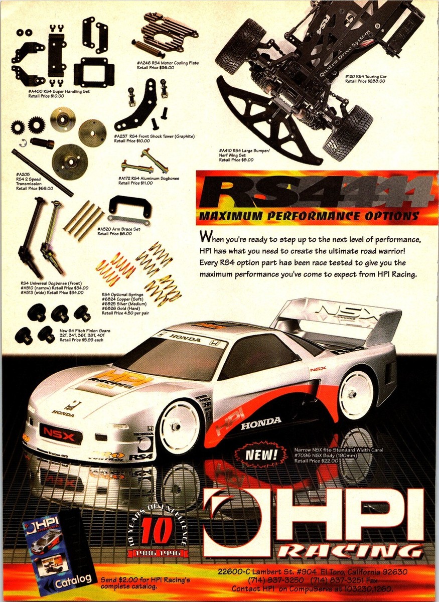 HPIレーシングRS RS4 RC Car GTR NSX Bodies Vintage Print Ad Wall Art Decor HPI