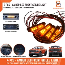 4PCS AMBER LED FRONT GRILLE LIGHT LAMP FOR FORD RANGER RAPTOR NEXT GEN 2022-2025