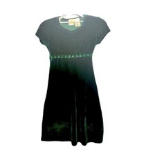 Green Velvet Girls Dress Christmas New Moves Bead Detail Girls SZ 7