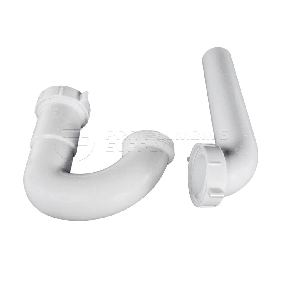 FLEXCRAFT Highcraft 1-1/2" White Plastic P-Trap for Kitchen Sink Tubular Drain
