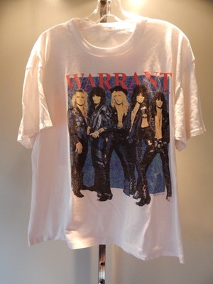 Vintage 1980s USA Warrant Glam Heavy Metal Rock White 2 Side
