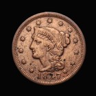 1847 Braided Hair Large Cent (Vf), Full Liberty, Date Strike Through